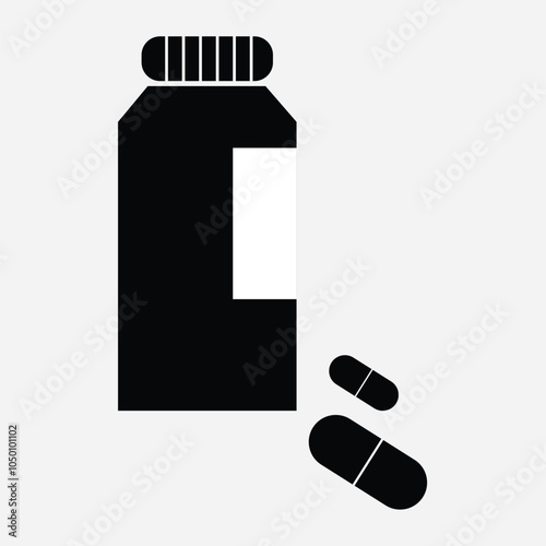 Medicine bottle and pill bottle icon vector. vector illustration.