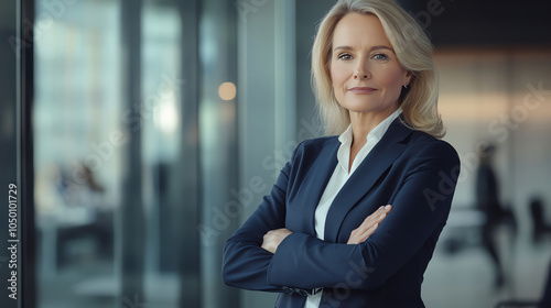 Free Download Confident Mature Businesswoman in Corporate Office Setting - GFXLoad
