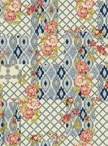 Obraz na płótnie seamless beautiful wallpaper cards all over design floral leaf vintage ornament Victorian ethnic geometric print paisley w salonie