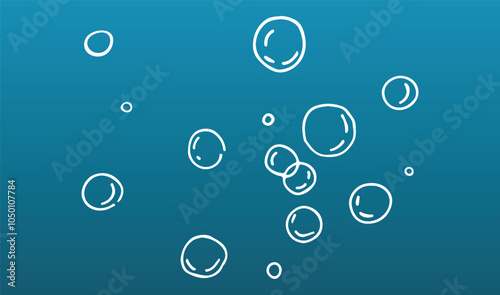 Soap bubbles, doodle illustration in flat style.