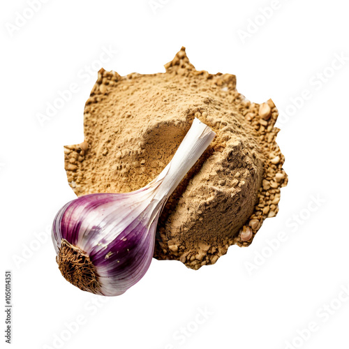 Garlic and Garlic Powder on a transparent background