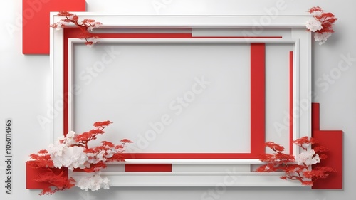 Red Wooden Photo Frame with Ribbon for Wall Decoration photo