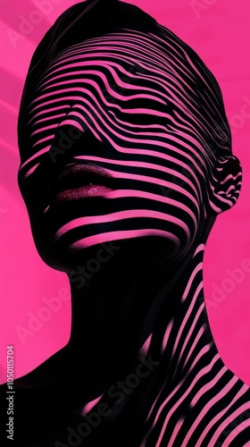 black pink zebra skin textuur on a face, print on a T-shirt photo