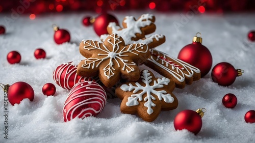 Festliche Weihnachtsdekoration mit süßen Leckereien photo