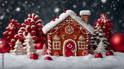 Festliche Weihnachtsdekoration mit süßen Leckereien photo