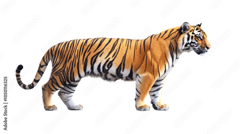 Fototapeta premium A beautiful white tiger isolated on a white background