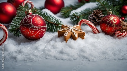 Festliche Weihnachtsdekoration mit süßen Leckereien photo