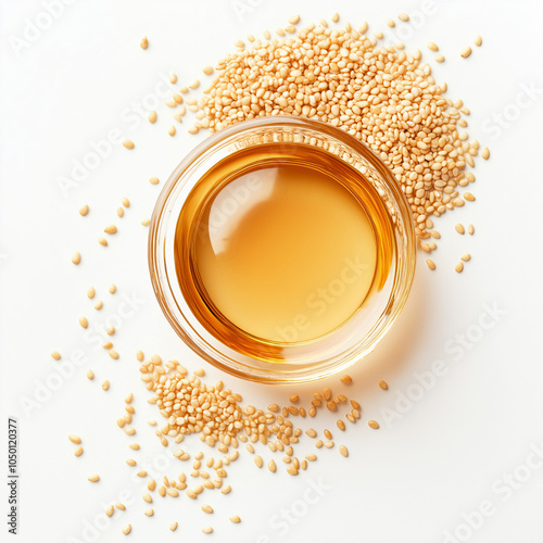 Sesame Seed Oil on White Background