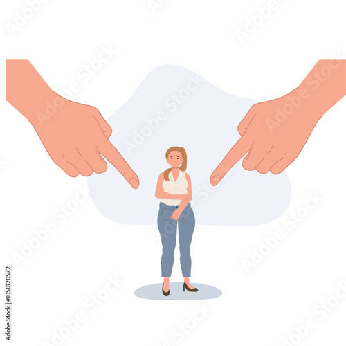 Bullying and Body Shaming. Plus Size Woman Facing Social Criticism and Body Judgments
