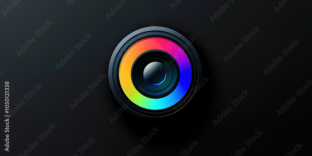 A colorful circle with a black background