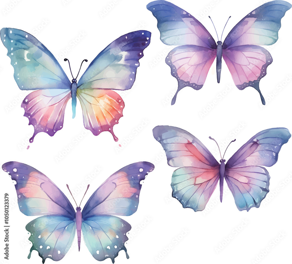 Fototapeta premium set of butterflies isolated