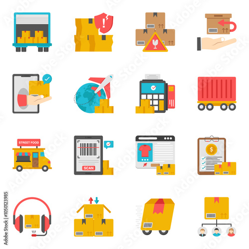 Set of Logistics and Delivery Flat Icons 

