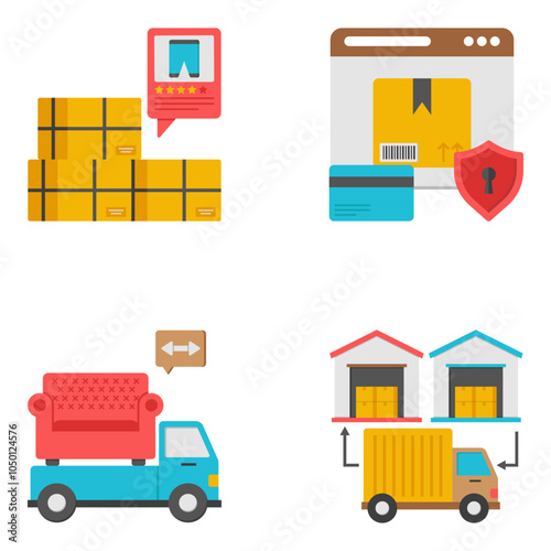 Set of Cartons Flat Icons 


