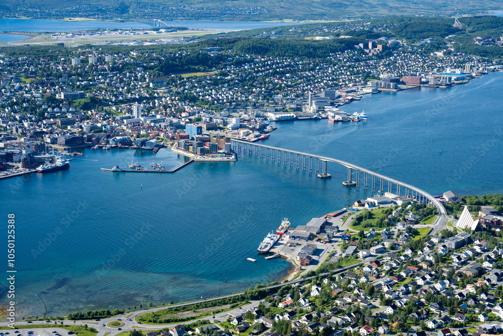 Fototapeta premium View over Tromso, Norway from Storsteinen viewpoint