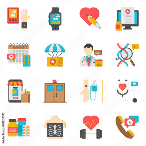 Set of Pharmaceutical Flat Icons


