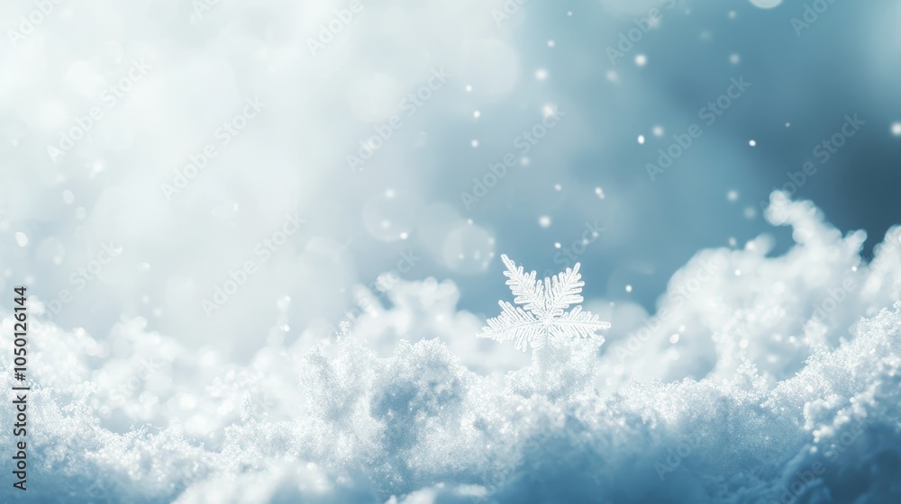 Delicate Snowflake Glimmering Amidst a Soft Blanket of Snow Capturing the Essence of Winter's Tranquility and Beauty Delicate Snowflake Glimmering Amidst a Soft Blanket of Snow Capturing the Essence of Winter's Tranquility and Beauty
