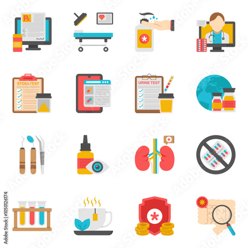 Set of Medical and Healthcare Flat Icons

