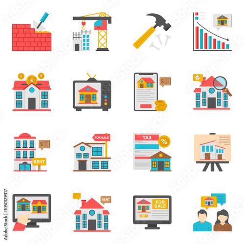 Set of Property Flat Icons 

