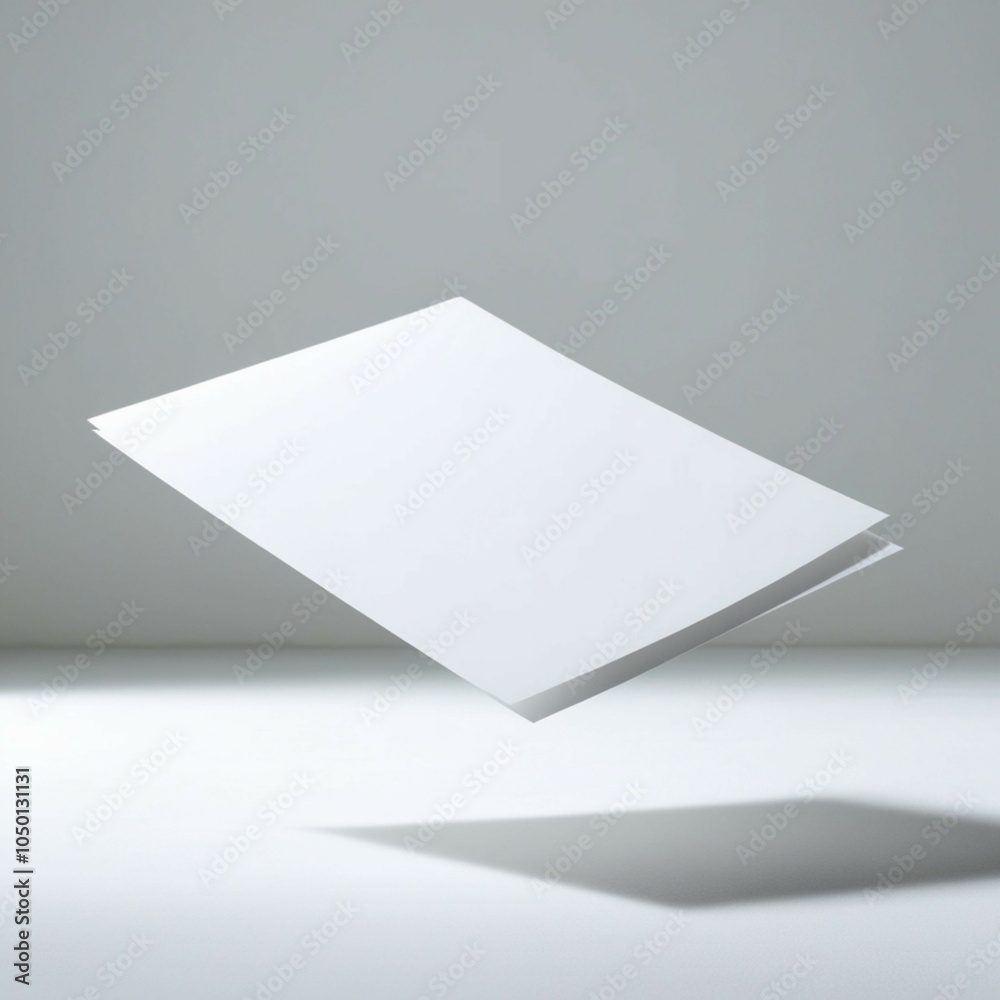 A blank piece of paper fluttering on a white background A blank piece of paper fluttering on a white background