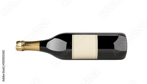 Elegant black wine bottle with a blank label, perfect for showcasing custom branding or artistic designs in your projects.