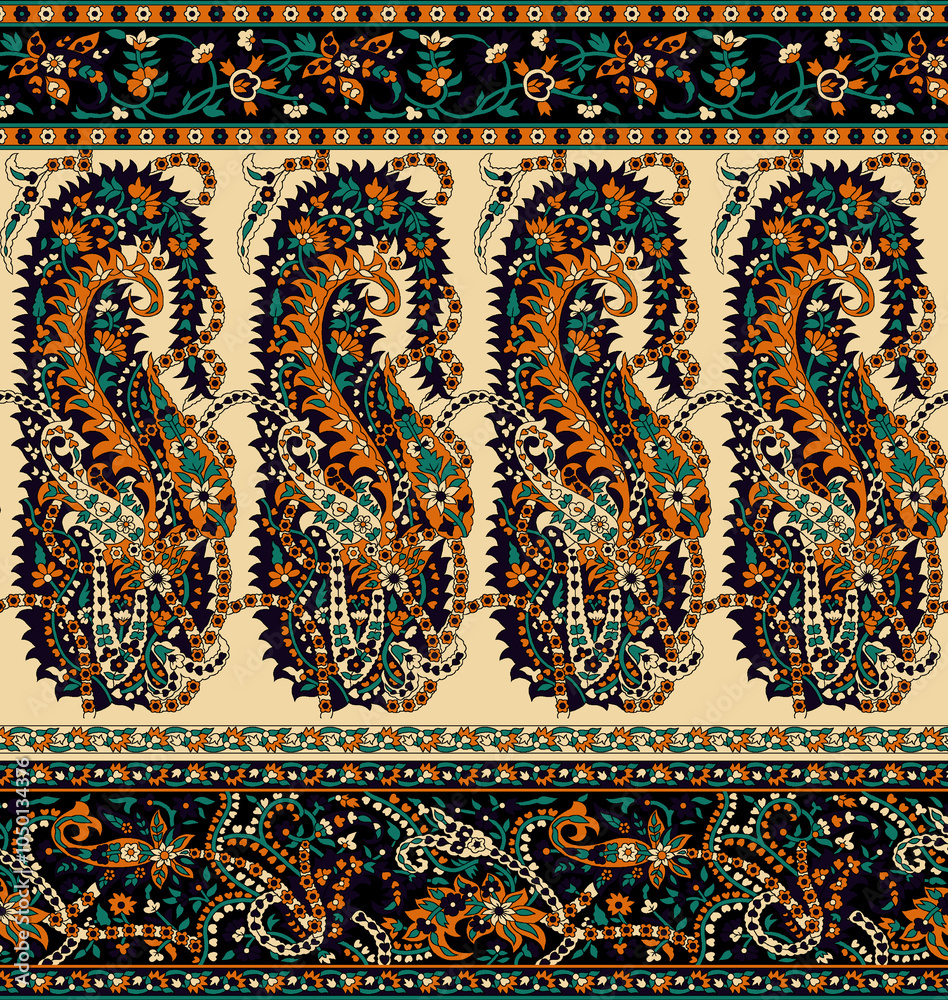 seamless beautiful wallpaper cards border design floral leaf vintage ornament Victorian geometric ethnic print paisley