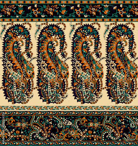Obraz na płótnie seamless beautiful wallpaper cards border design floral leaf vintage ornament Victorian geometric ethnic print paisley w salonie