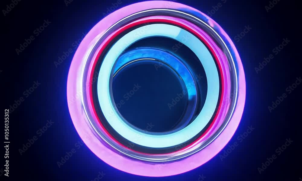 Neon laser circles with reflection. Abstract rings . Futuristic glowing motion design. Generative AI Neon laser circles with reflection. Abstract rings . Futuristic glowing motion design. Generative AI