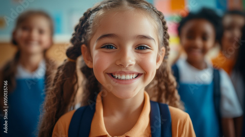 Diverse Smiling Primary School Students 