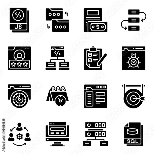 Set of Programming and Coding Solid Icons

