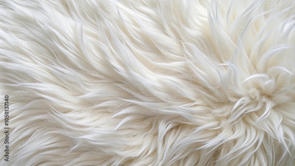 Soft and fluffy white fur texture with visible individual hairs, animal fur, woolly, velvety Soft and fluffy white fur texture with visible individual hairs, animal fur, woolly, velvety