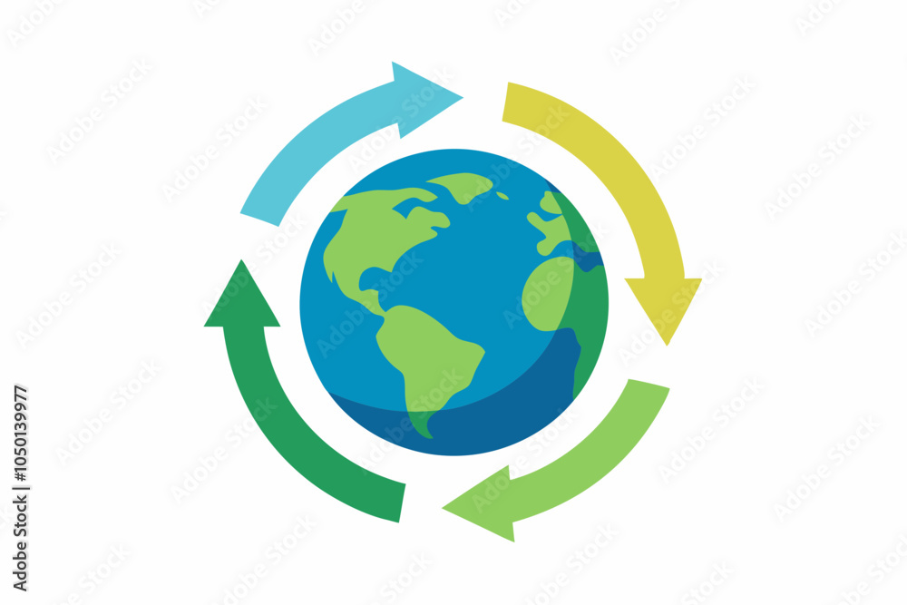 Naklejka premium World Recycling Day Circular Arrows and Earth Vector