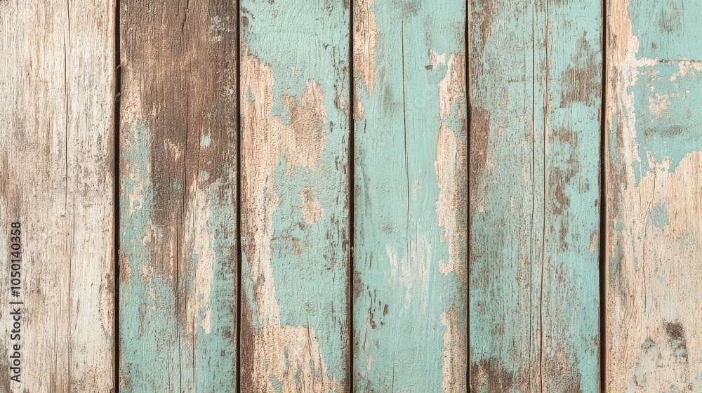 A textured background of worn wood in faded tones of soft brown and pale turquoise, the aged surface revealing natural imperfections A textured background of worn wood in faded tones of soft brown and pale turquoise, the aged surface revealing natural imperfections