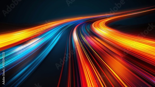 Abstract motion blur with vibrant light streaks.