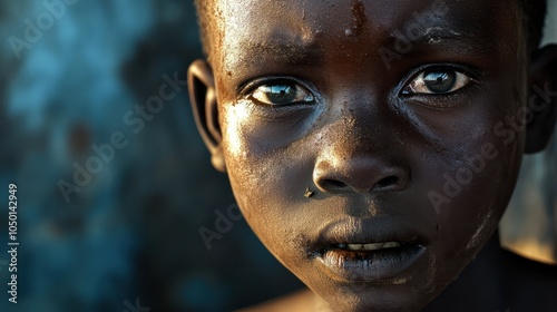 Orphan boy in an impoverished African village.