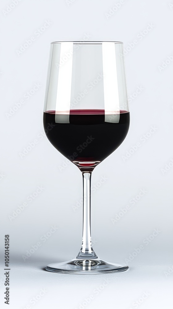 Glass of Red Wine on White Background
