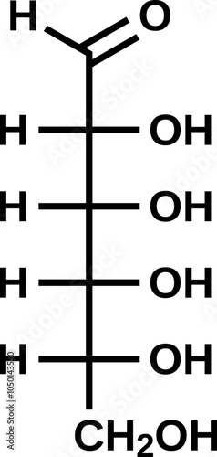 D-Allose structural formula in Fischer projection, monosaccharide allose in open-chain form vector illustration