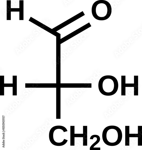 D-Glyceraldehyde structural formula in Fischer projection without carbon atoms, vector illustration photo