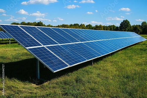 Solar power panels in green field