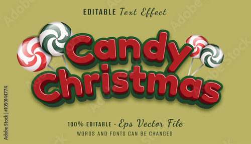candy chritsmas 3d text effect design