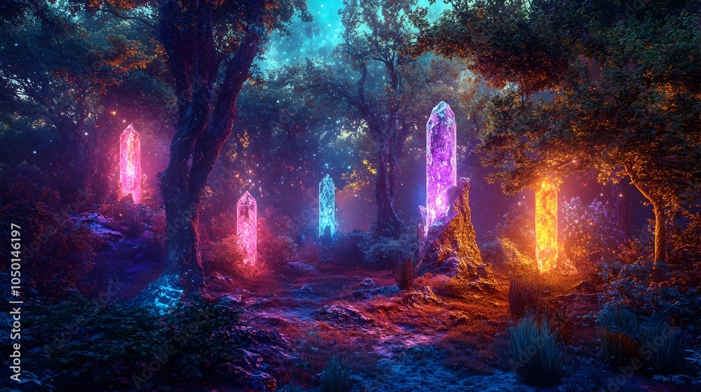 Ethereal Oracle Luminous Crystalline Figures in a Surreal Dreamscape of Mystic Symbols and Spectral Energy Ethereal Oracle Luminous Crystalline Figures in a Surreal Dreamscape of Mystic Symbols and Spectral Energy
