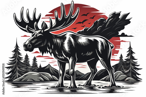Majestic Moose Silhouette Design