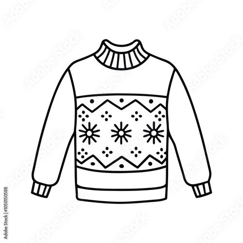 Christmas sweater Outline Design - christmas sweater vector illustration