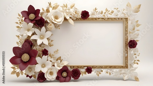 Vintage flower frame for scrapbook page or invitation card