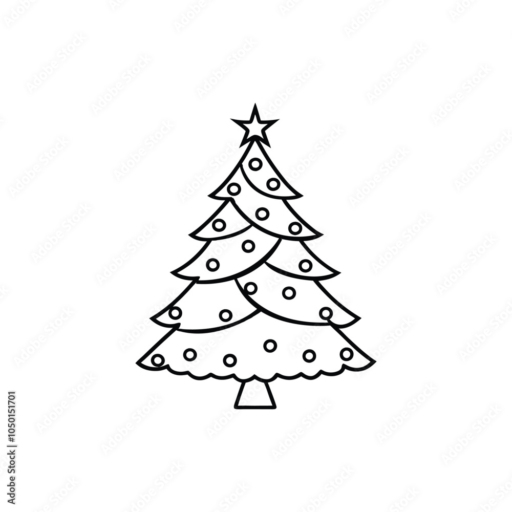 Fototapeta premium Christmas Tree Outline Design - christmas Tree vector illustration 