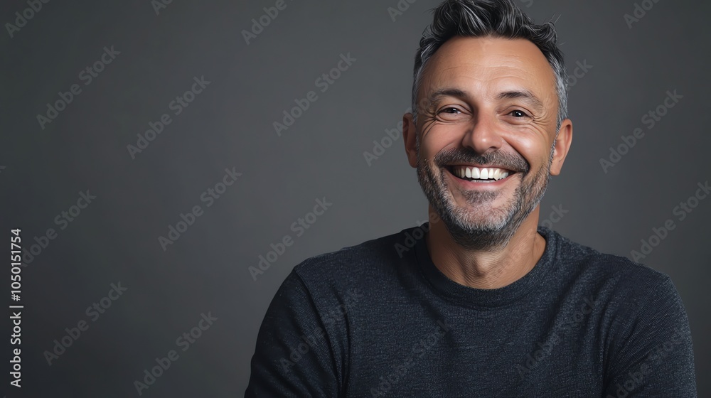 Obraz premium A middle-aged man smiling at the camera.