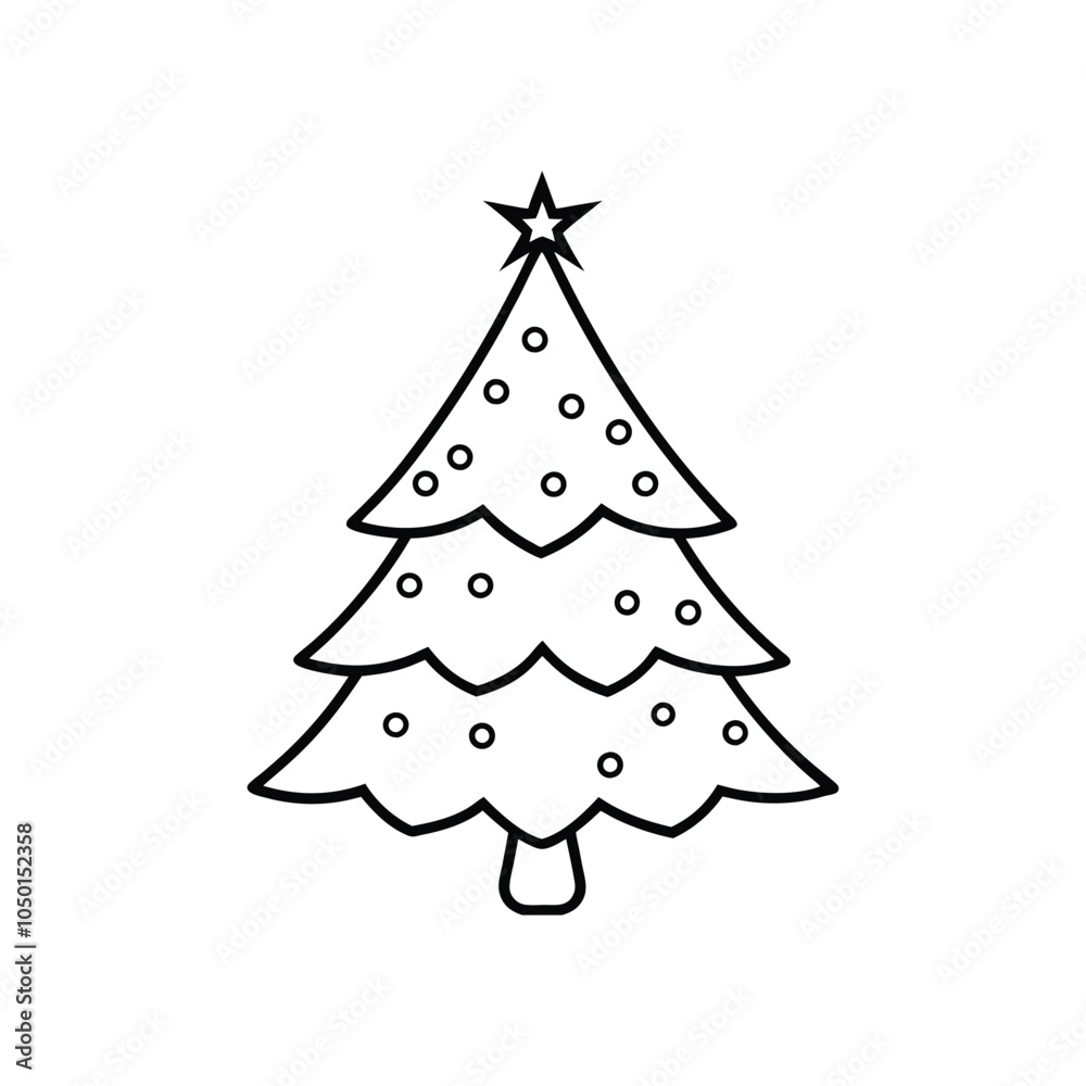 Fototapeta premium Christmas Tree Outline Design - christmas Tree vector illustration 