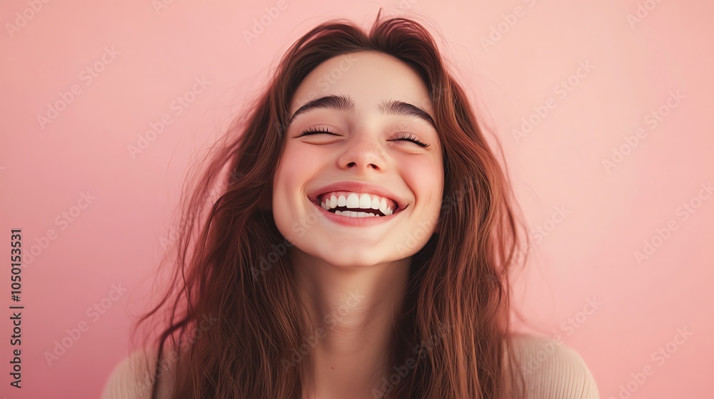 A young woman with long, wavy brown hair smiles at the camera. A young woman with long, wavy brown hair smiles at the camera.