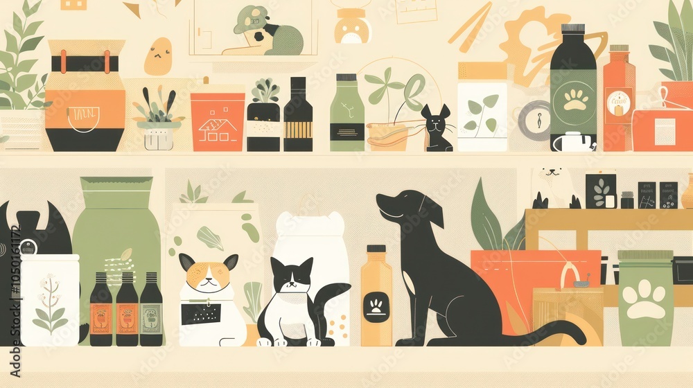 Naklejka premium Brands creating sustainable pet products from organic, biodegradable materials. Illustrations