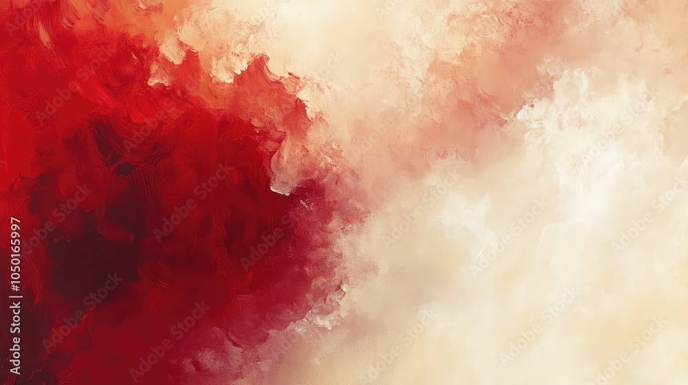 Fototapeta premium An abstract painting with broad strokes in dual tones of vibrant red and soft beige, the colors blending at the edges for a dynamic yet harmonious feel