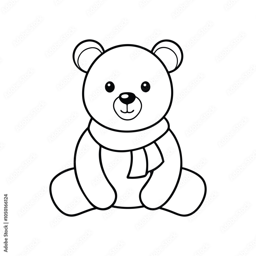 Fototapeta premium Christmas Teddy Bear Outline Design - Christmas Teddy bear vector illustration 